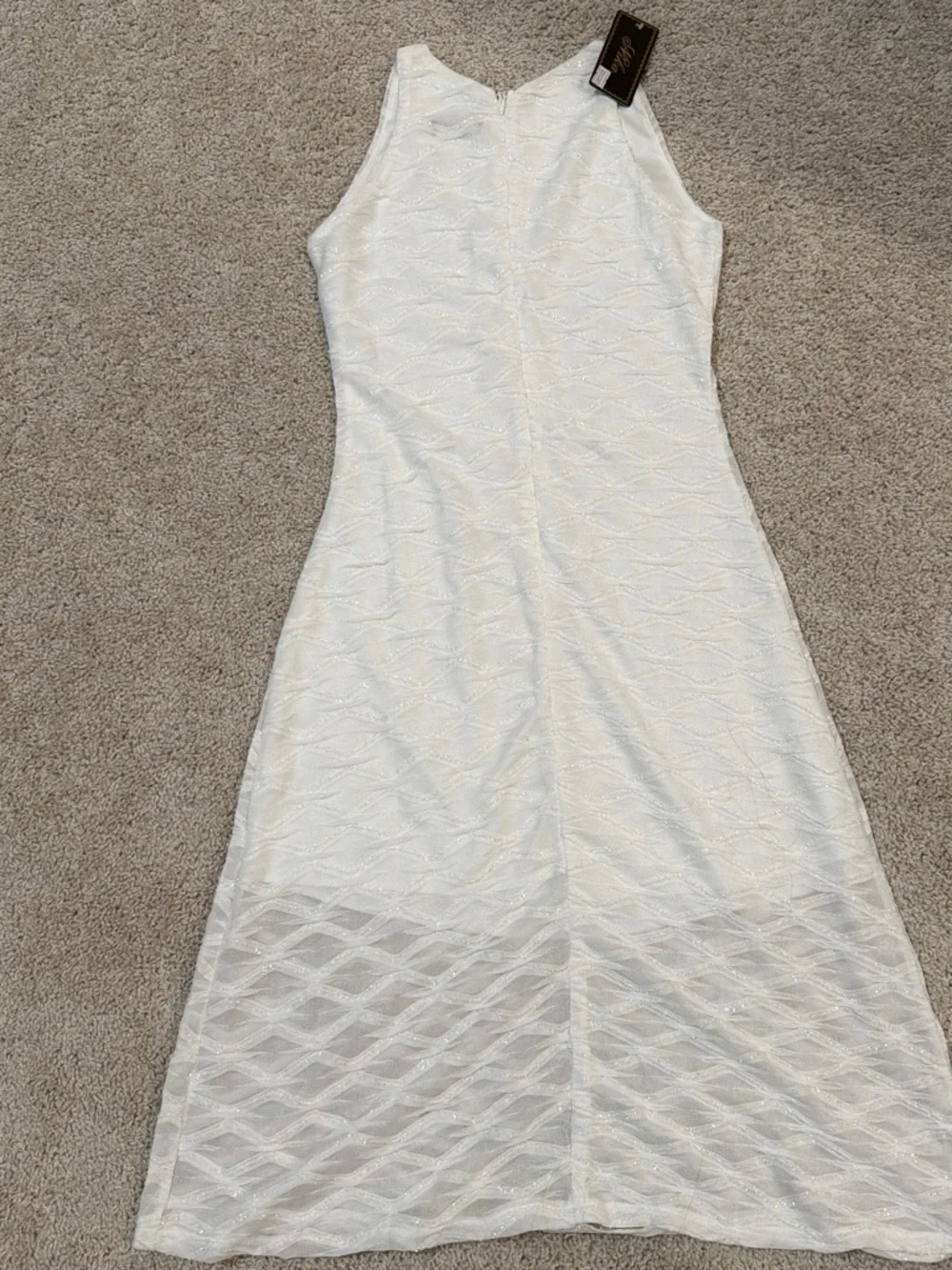 Elegant White Lace Midi Dress - Brand:
